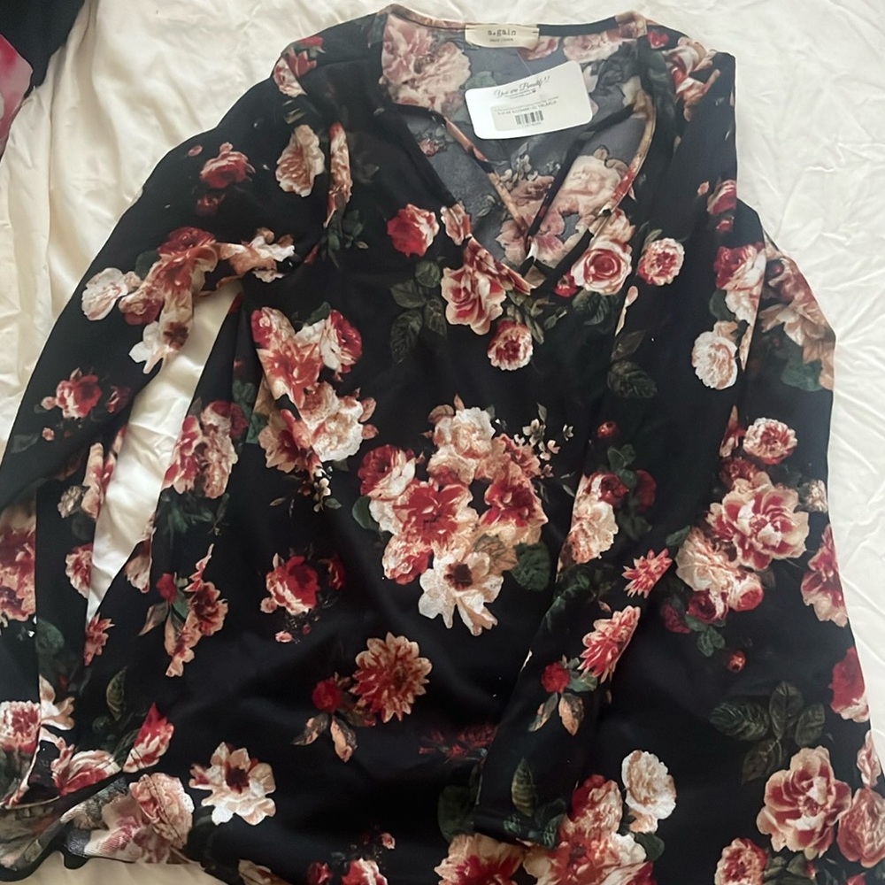 Floral V-Neck Women's Top